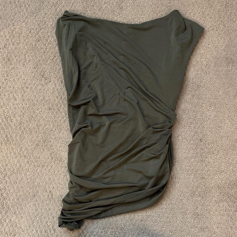 Olive Green Draped Top With Open Back